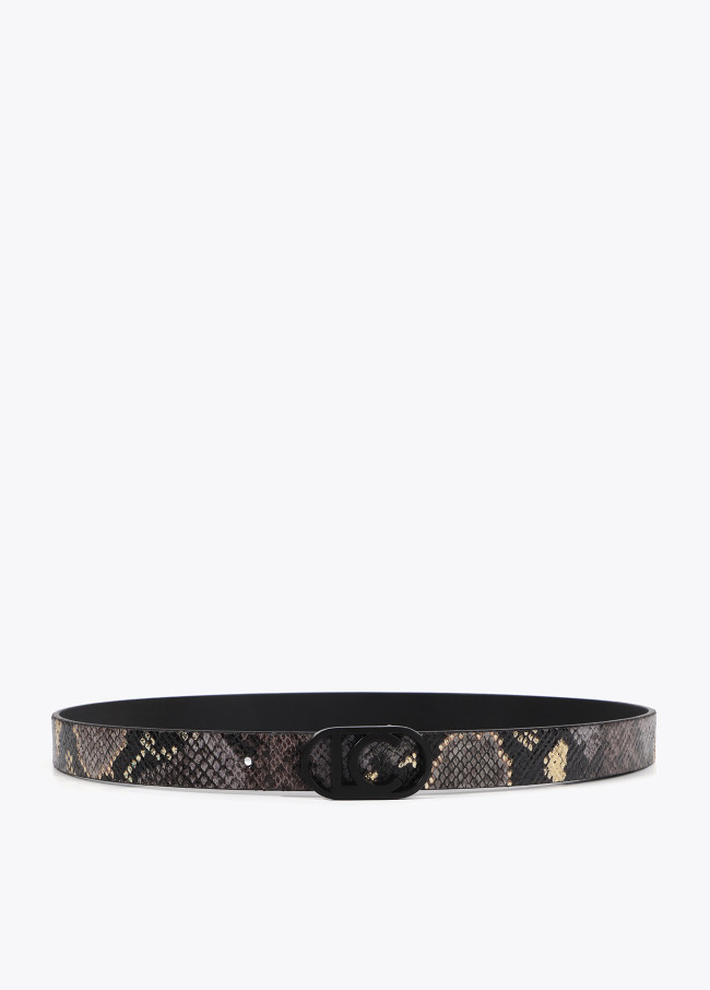 Pack of reversible animal print belts with...