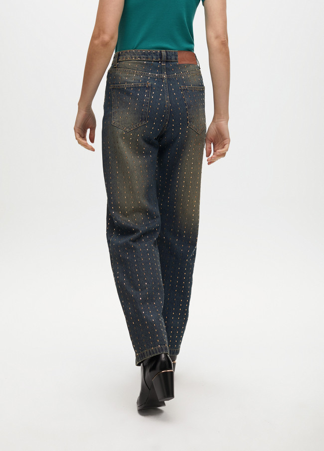Weitbeinige Jeans mit Kupferdetails