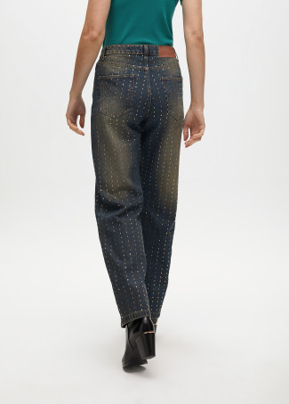 Weitbeinige Jeans mit Kupferdetails