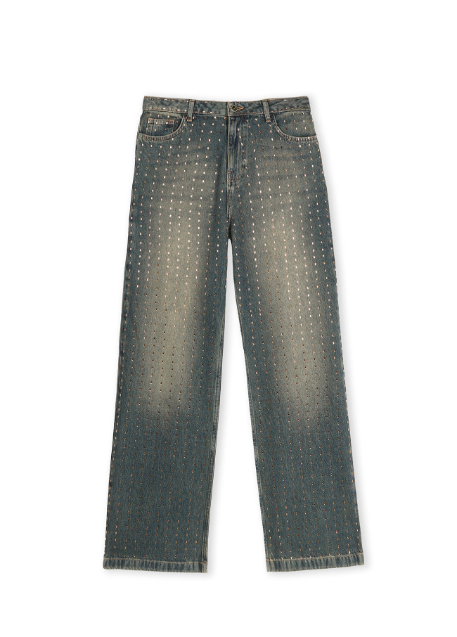 Weitbeinige Jeans mit Kupferdetails