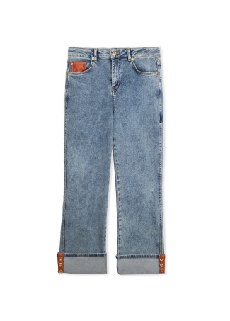 Pantalon Large à Détails Boutons