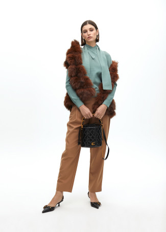 Gilet di Pelliccia con Stampa Interna