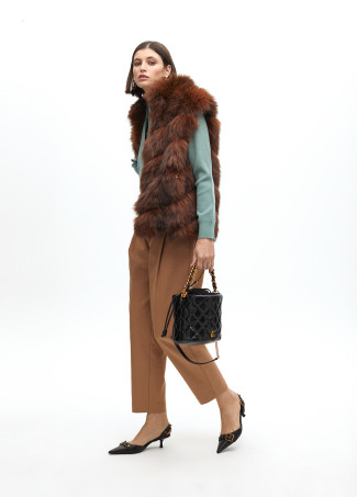 Gilet di Pelliccia con Stampa Interna