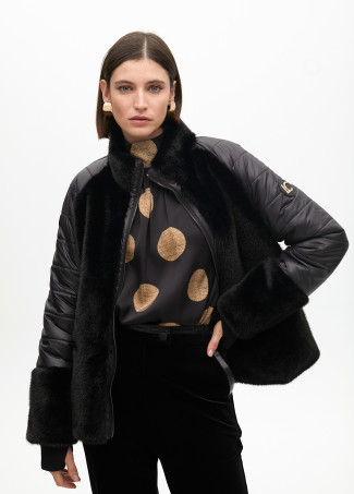 Abrigo tejidos combinado