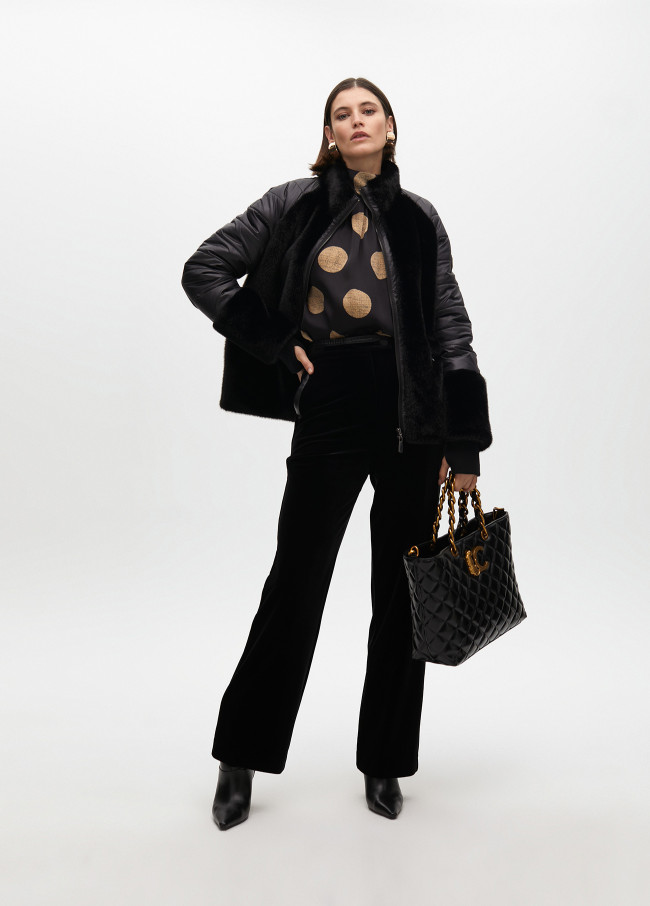 Abrigo tejidos combinado