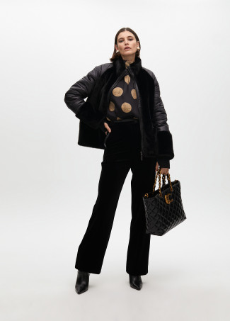 Abrigo tejidos combinado