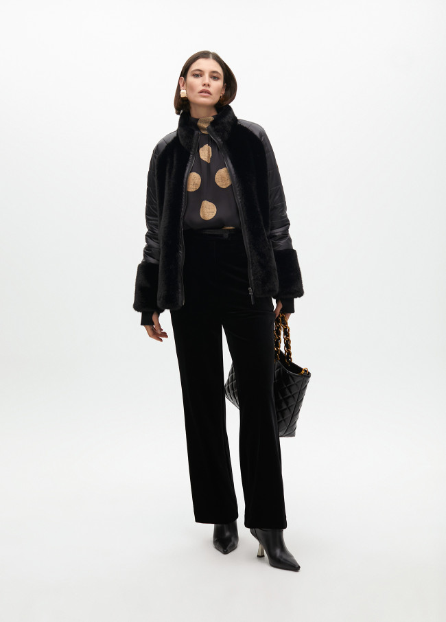 Abrigo tejidos combinado