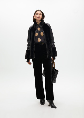 Abrigo tejidos combinado