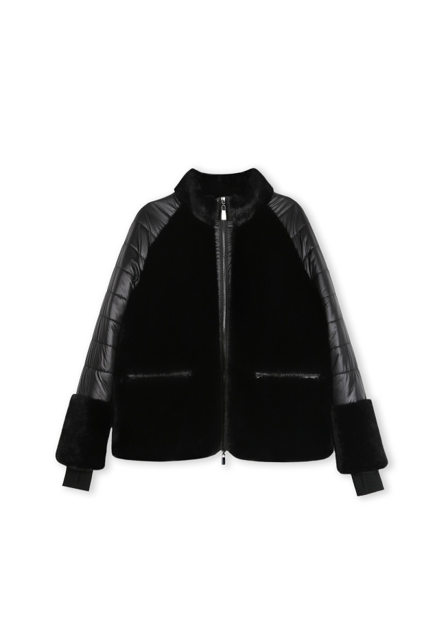 Abrigo tejidos combinado