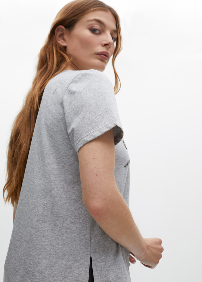 Short sleeve T-shirt with placement print and...