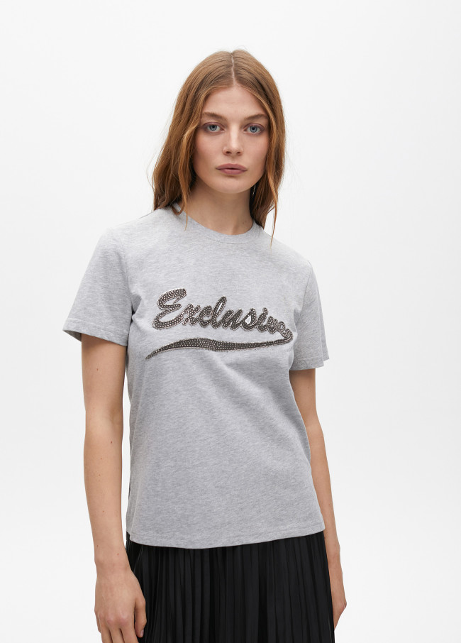 Short sleeve T-shirt with placement print and...