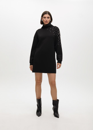 Robe avec Manches Détail Bijou