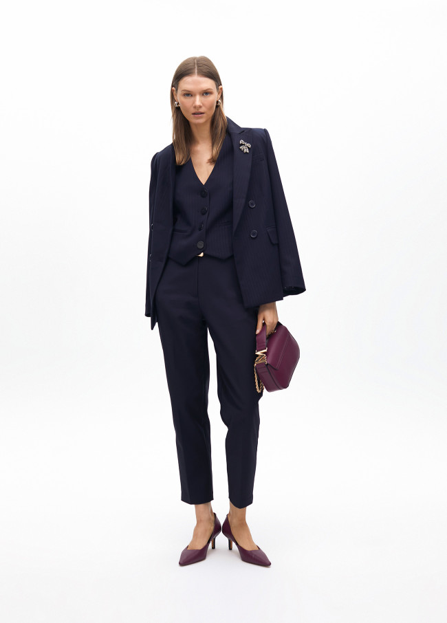 Pantalon chino avec bande logo strass