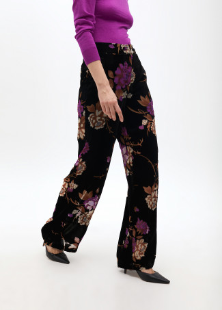 Pantalón de terciopelo estampado floral