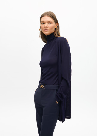 Long chunky knit cardigan with side slits