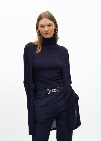 Long chunky knit cardigan with side slits