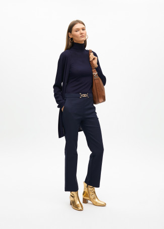 Long chunky knit cardigan with side slits