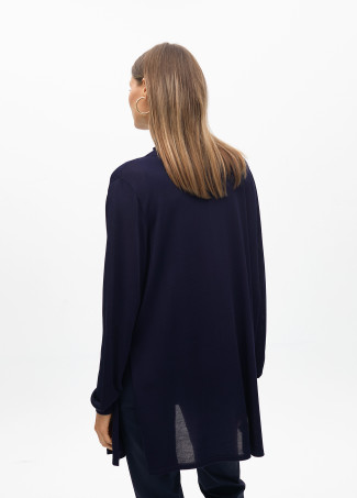 Long chunky knit cardigan with side slits