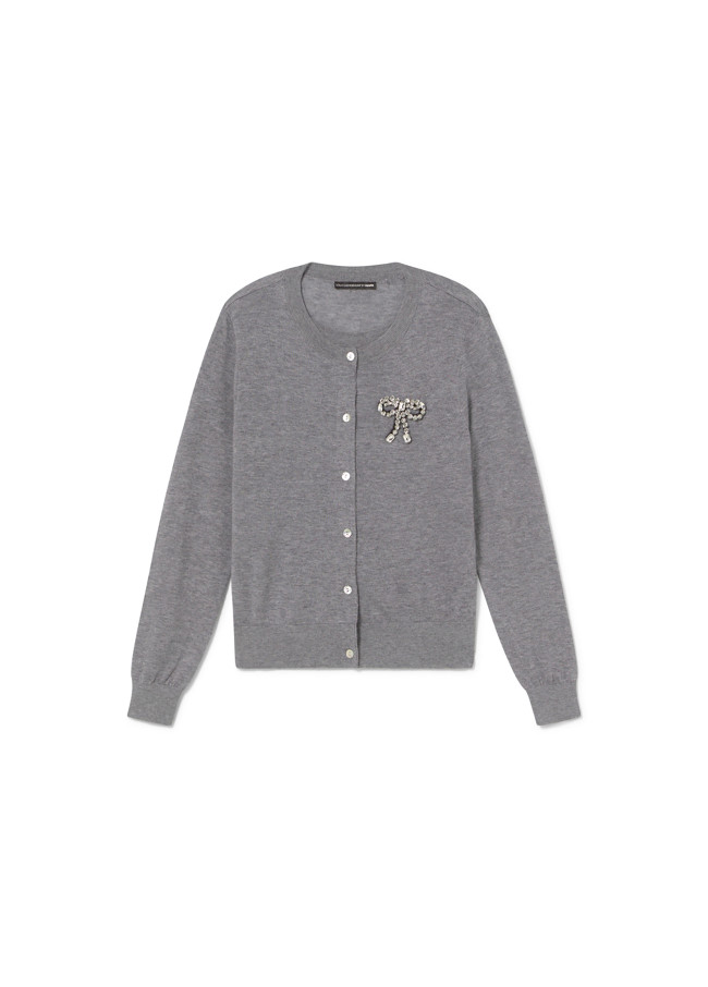 Cardigan efecto dos piezas con joya lazo