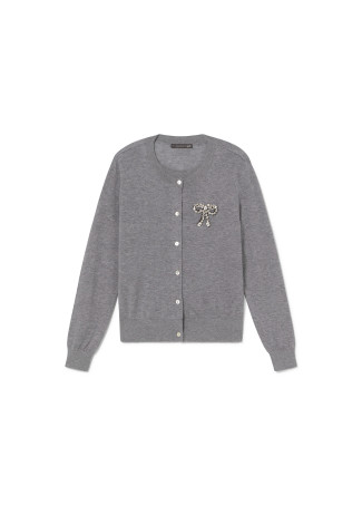 Cardigan efecto dos piezas con joya lazo