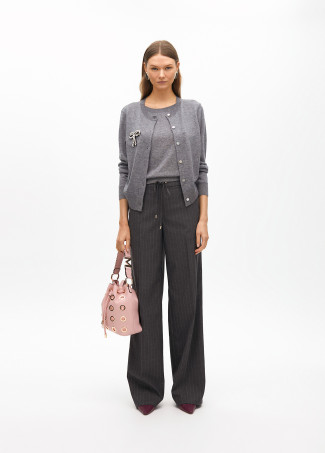 Cardigan efecto dos piezas con joya lazo