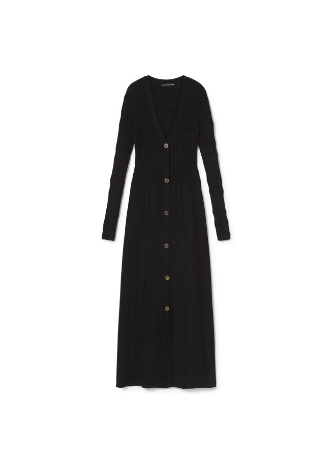 Robe en maille avec boutons et jupe évasée