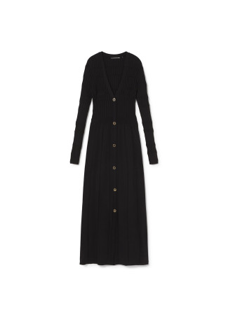 Robe en maille avec boutons et jupe évasée