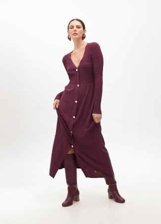 Knit dress with buttons and an A-line skirt