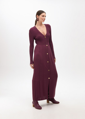 Knit dress with buttons and an A-line skirt