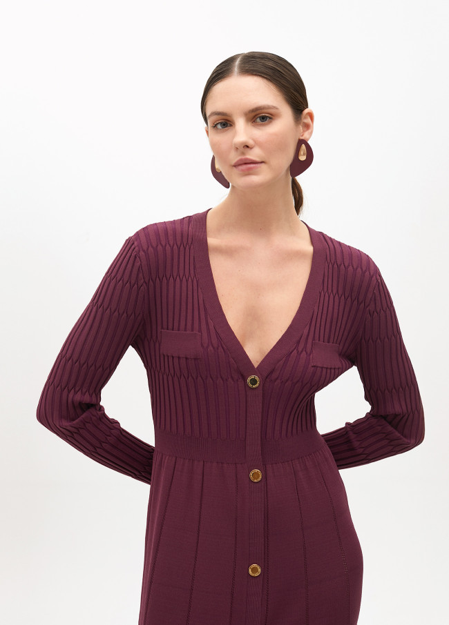 Knit dress with buttons and an A-line skirt