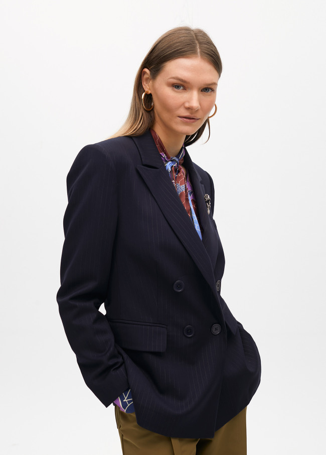 Plystripe blazer with jewel detail on lapel