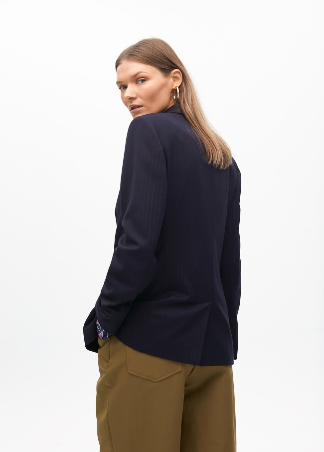 Plystripe blazer with jewel detail on lapel