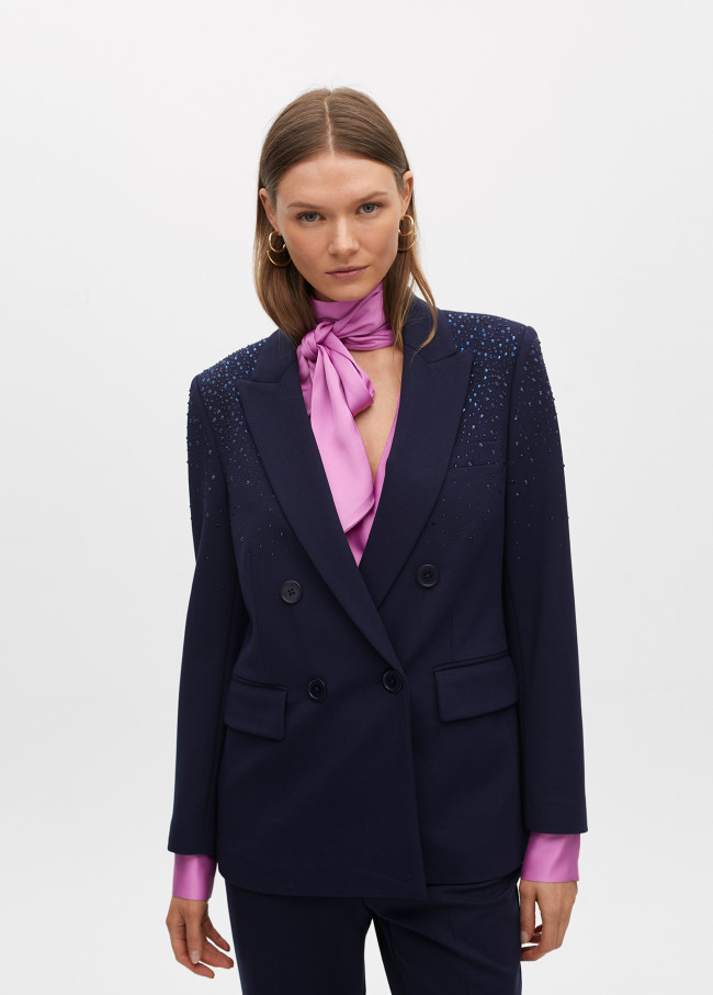 Americana de punto con detalle strass en hombros