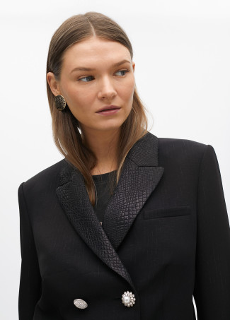 Veste Courte Imprimé Animal et Boutons Bijoux - Lola Casademunt