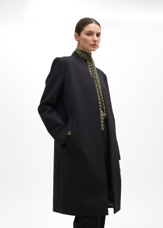 Knitted frock coat with logotyped lining