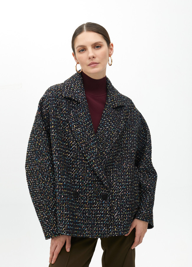 Chaqueta tweed hilos multicolor