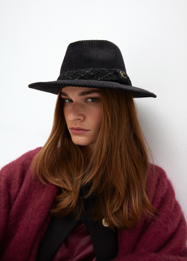 Sombrero fedora pana LC leopardo