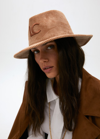 Chapéu fedora de veludo LC leopardo