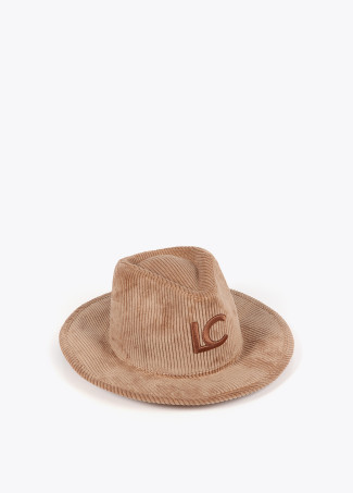 Corduroy fedora hat with leopard LC