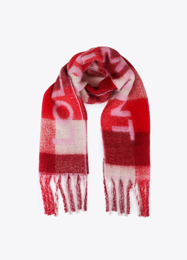 Karierter Schal mit großem Logo