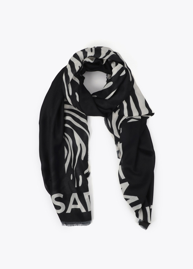 Plain and zebra print scarf