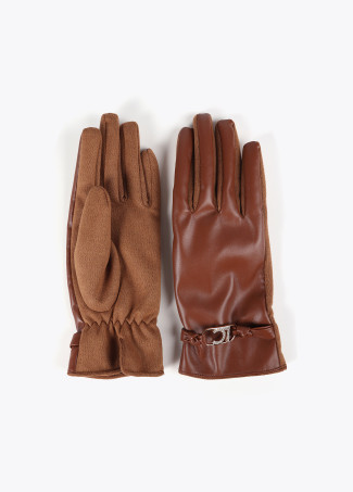 Guante efecto piel con pulsera logo ovalado