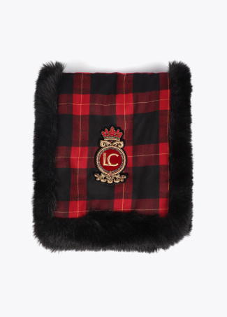 Wendeschal mit Tartan und Fellimitat-Effekt