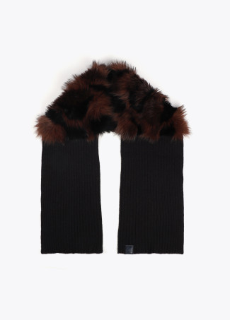 Bufanda combinada de punto y tejido efecto pelo