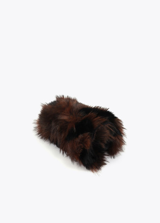 Bufanda combinada de punto y tejido efecto pelo