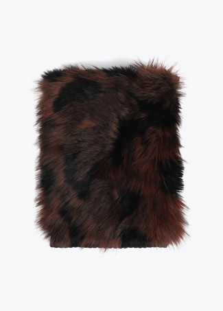 Bufanda combinada de punto y tejido efecto pelo