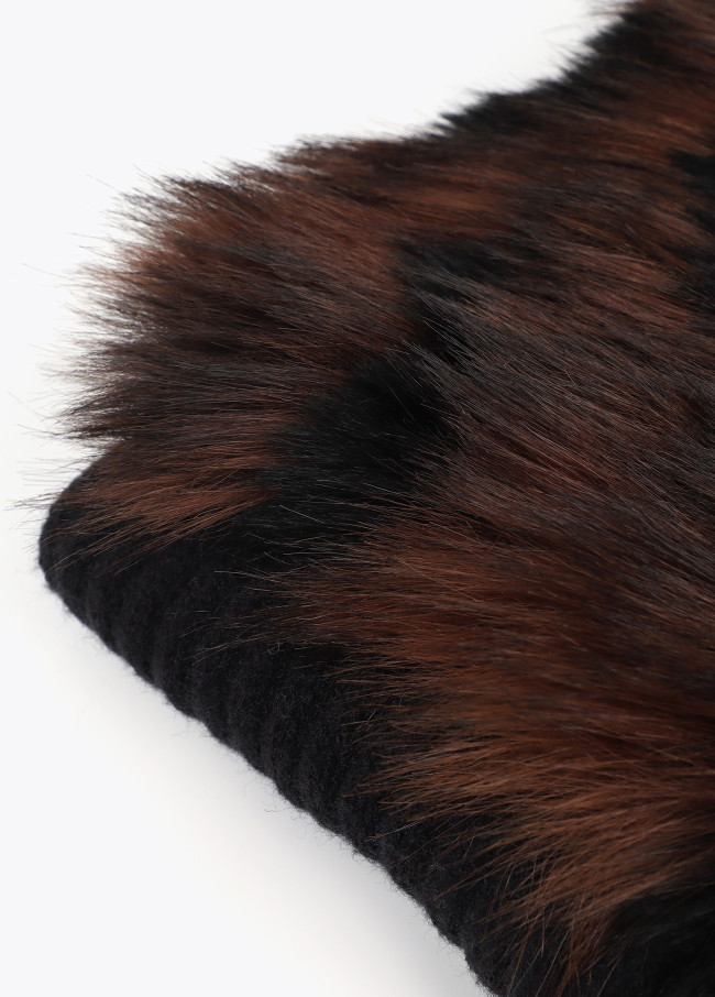 Bufanda combinada de punto y tejido efecto pelo