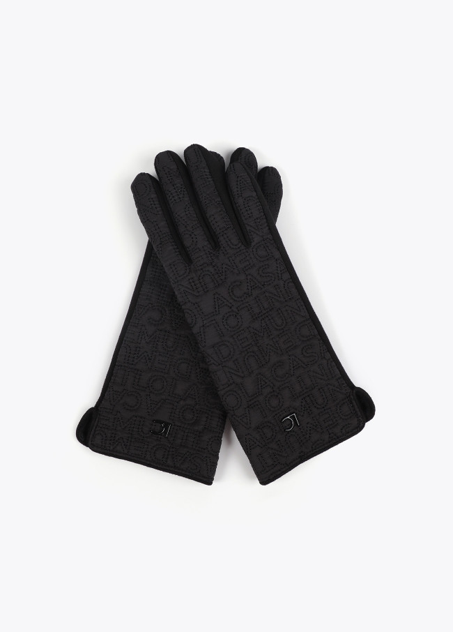 Gloves with embroidered logo