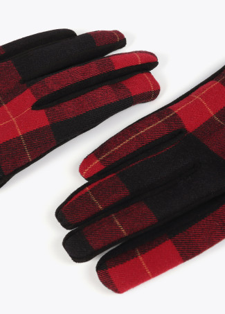 Kombinierte Tartan- und Leopardenhandschuhe