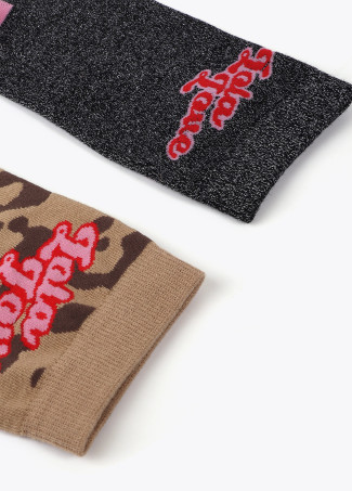 Pack of animal print and shimmer socks